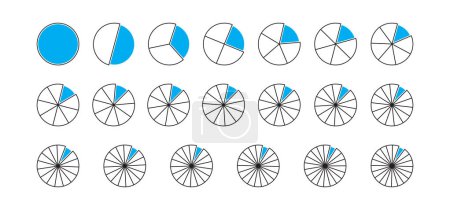 Illustration for Circle division, fraction pie, 24 slice, chart vector icon, infographic piece, pizza 24 part. Graphic round simple illustration - Royalty Free Image