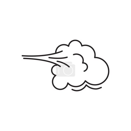Fart cloud vector line icon, smoke poof doodle, comic breath, air, steam puff, dust or flatulence, cartoon smell pop, funny gas outline design. Editable stroke. Aroma illustration