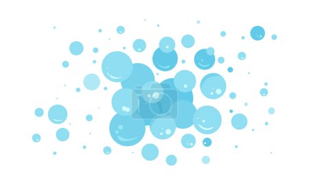 Téléchargez les illustrations : Icône d'eau vecteur de bulle de mousse, savon bleu, mousse de shampooing de bain éclaboussure. Lavage, blanchisserie, collecte sous-marine propre. Soda, illustration amusante carbonatée isolée sur fond blanc - en licence libre de droit