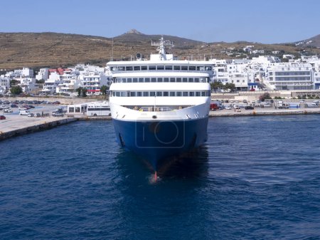 Photo for Tinos, Greece. June 3, 2023: A large cruise ship in sea port of Tinos island in Greece - Royalty Free Image