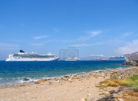 Photo for Large cruise ships in the sea port of Mykonos Island in Greece - Royalty Free Image