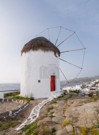 Panoramic view of the Windmill of the island of Mykonos in Greece