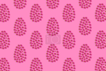 Foto de Concepto creativo de Pascua. Patrón de flor rosa sobre fondo rosa. Fondo de color creativo, vista superior, espacio de copia - Imagen libre de derechos