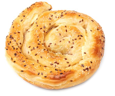 Bakery. Balkan feta cheese pie isolated on white background. clipping path