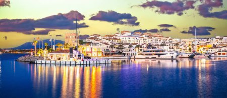 Famous Puerto Banus near Marbella dawn panoramic view, Andalusia region of Spain