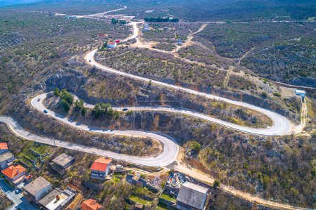 Photo for Aerial view of road serpentines in Obrovac, Dalmatia region of Croatia - Royalty Free Image