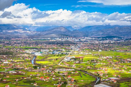 Photo for Panoramic view of Podgorica valley and surrounding mountains, capital of Montenegro - Royalty Free Image