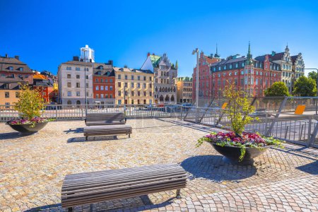 Foto de Estocolmo centro histórico arquitectura vista, plaza Riddarholmen, capital de Suecia - Imagen libre de derechos