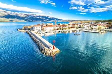 Photo for Town of Vinjerac in Velebit bay aerial view, Dalmatia archipelago of Croatia - Royalty Free Image