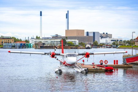 Photo for Water airplane in Copenhagen waterfront view, capital of Denmark - Royalty Free Image
