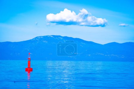 Beacon on open sea view, Kvarner bay of Croatia