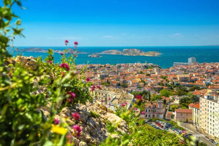 Ville de Marseille front de mer et archipel du Frioul vue, sud de la France