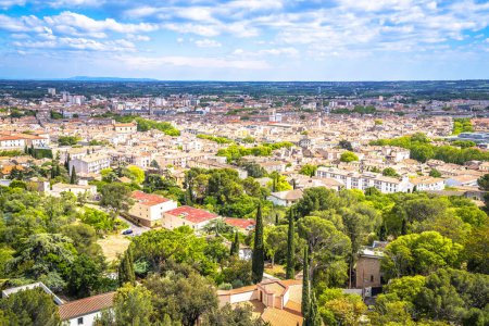 City of Nimes panoramic view from Tour Magne tower, south of France
