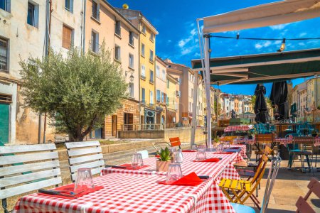Aix En Provence scenic colorful restaurant street view, southern France