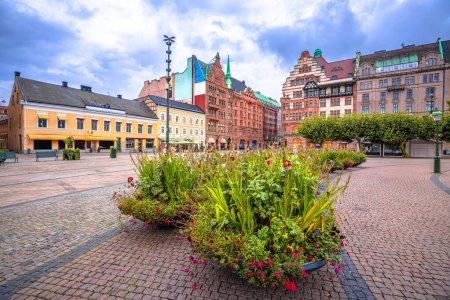 Photo for Platzbrunnen square in Malmo scenic view, south Sweden - Royalty Free Image