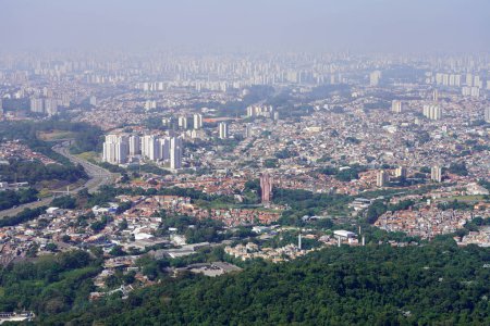 Skyline of Sao Paulo megalopolis. Cityspace of the Greater Sao Paulo large metropolitan area located in the Sao Paulo State in Brazil
