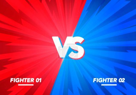 Ilustración vectorial versus pantalla. Vs Lucha fondo para la batalla, la competencia y el juego. luchador rojo vs azul.