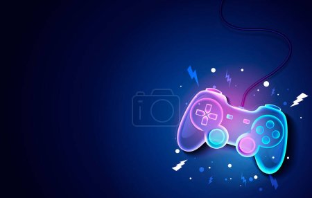 Illustration for Vector Illustration Neon Future Game Pad Background. - Royalty Free Image