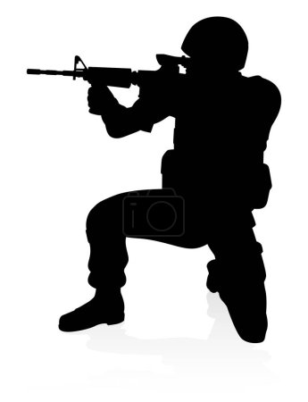 Ilustración de Silueta detallada de alta calidad de un soldado del ejército militar - Imagen libre de derechos
