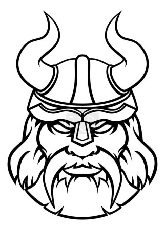 Illustration for Viking warrior or gladiator sports mascot wearing a helmet with horns - Royalty Free Image