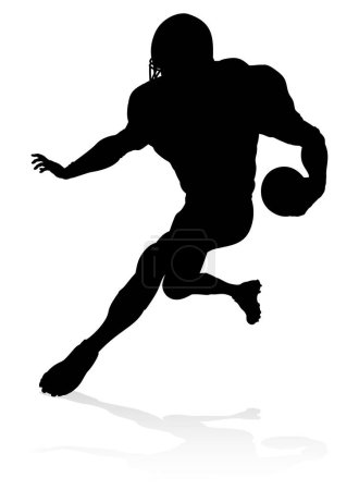 Téléchargez les illustrations : Silhouette sportive détaillée de joueur de football américain - en licence libre de droit