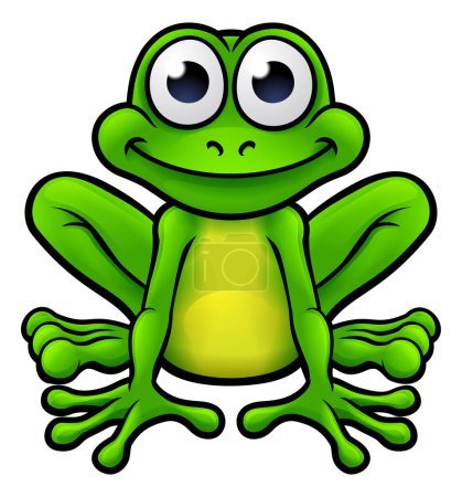 Téléchargez les illustrations : Une illustration d'un personnage de dessin animé de grenouille mignon - en licence libre de droit