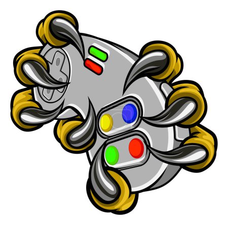 Illustration for Monster taloned hands or claws holding a controller - Royalty Free Image