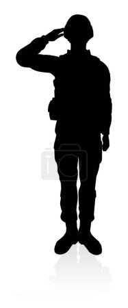 Illustration for Silhouettes of a military armed forces army soldier - Royalty Free Image