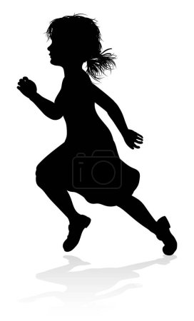 Illustration for A high quality detailed kid child in silhouette playing and having fun - Royalty Free Image