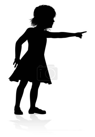 Illustration for Silhouette of girl kid child having fun - Royalty Free Image