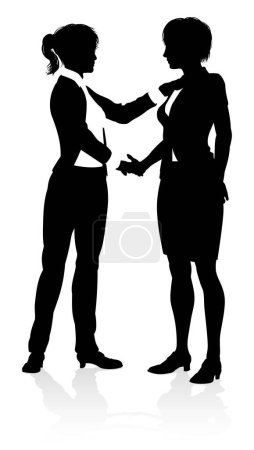 Téléchargez les illustrations : Hommes d'affaires ou employés de bureau serrant la main silhouette - en licence libre de droit