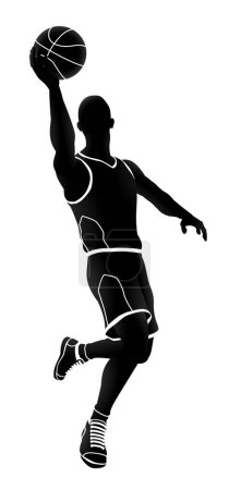Téléchargez les illustrations : Illustration sportive d'un joueur de basket-ball silhouette - en licence libre de droit