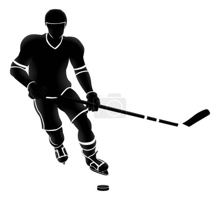 Un jugador de hockey sobre hielo silueta deportes ilustración