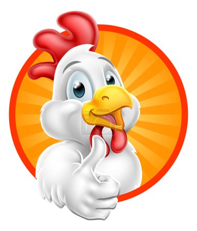 Illustration for Illustration of a chicken cartoon character giving a thumbs up - Royalty Free Image
