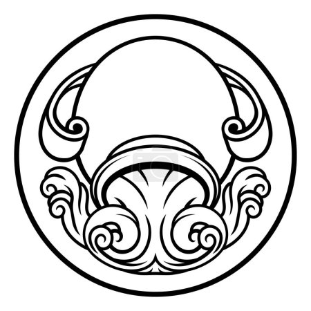 Ilustración de Signos zodiacales astrología circular Acuario portador de agua jarra horóscopo símbolo - Imagen libre de derechos