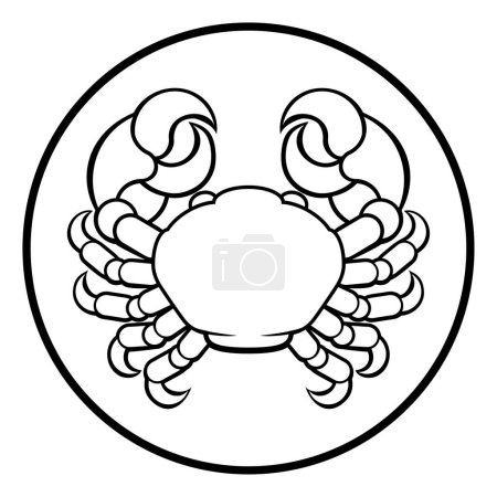 Illustration for Crab Astrology zodiac signs circular Cancer horoscope symbol - Royalty Free Image