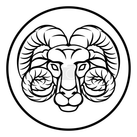 Illustration for Astrology horoscope zodiac signs, circular Aries ram symbol - Royalty Free Image