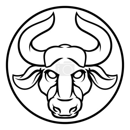 Illustration for Astrology zodiac signs circular Taurus bull horoscope symbol - Royalty Free Image