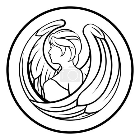 Illustration for A circular Virgo angel horoscope astrology zodiac sign icon - Royalty Free Image