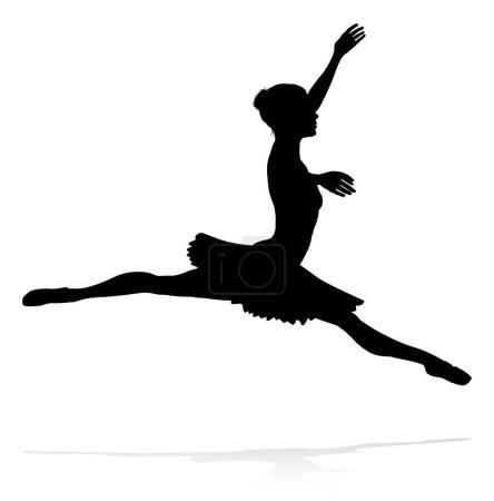 Illustration for Silhouette ballet dancer woman dancing in a pose or position - Royalty Free Image