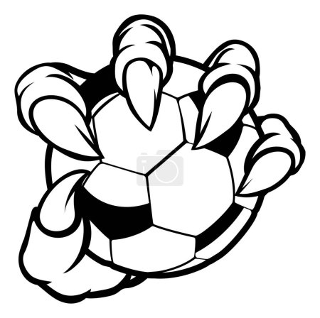 Illustration for A monster or animal claw holding a soccer football ball - Royalty Free Image