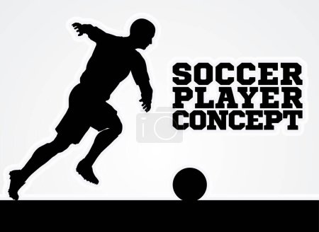 Illustration for A stylised illustration of a soccer football player in silhouette charging with the ball - Royalty Free Image