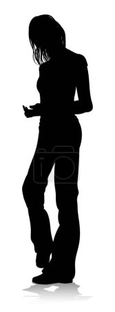 Illustration for Silhouette young college student or teenager hanging out - Royalty Free Image