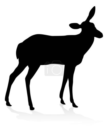 Téléchargez les illustrations : Silhouette animale de haute qualité d'un cerf - en licence libre de droit