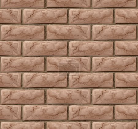 Téléchargez les illustrations : Un mur de briques brunes texture de fond sans couture - en licence libre de droit