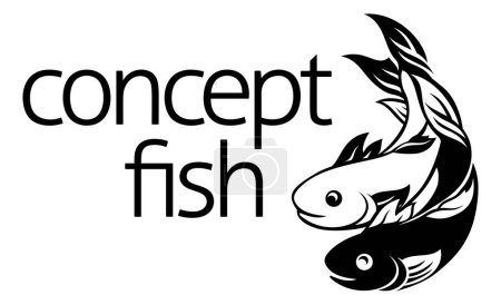 Illustration for A fish symbol icon concept with two fish possibly koi carp - Royalty Free Image