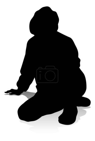 Ilustración de Silhouette joven estudiante universitario o adolescente pasando el rato - Imagen libre de derechos