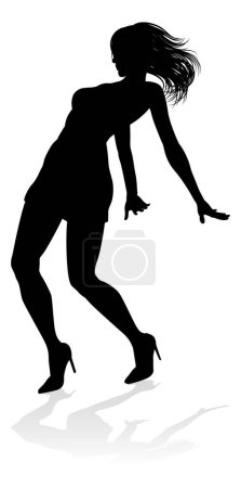 Ilustración de Una bailarina bailando en silueta - Imagen libre de derechos