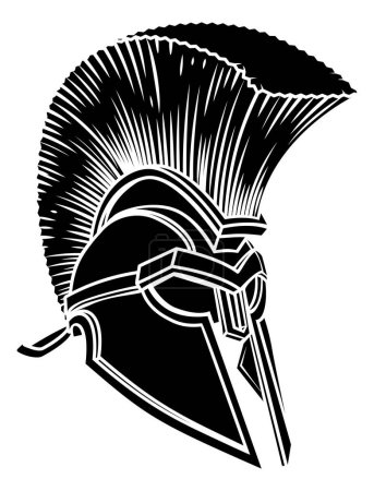 Ilustración de A warriors ancient Greek Spartan, Roman gladiator or trojan armour helmet - Imagen libre de derechos