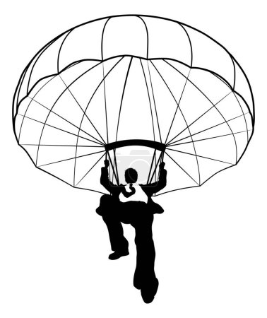 Ilustración de Un hombre de negocios en paracaídas en concepto de silueta - Imagen libre de derechos